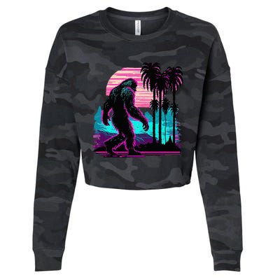 Bigfoot Sasquatch Cool Yeti Vaporwave Cropped Pullover Crew