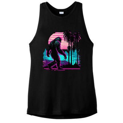 Bigfoot Sasquatch Cool Yeti Vaporwave Ladies PosiCharge Tri-Blend Wicking Tank