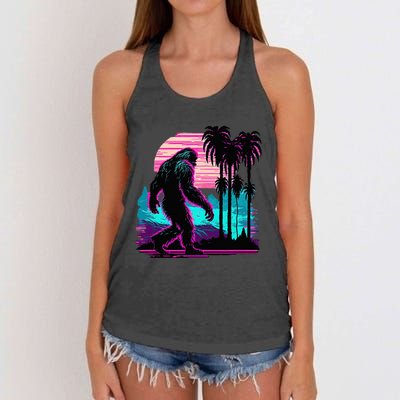 Bigfoot Sasquatch Cool Yeti Vaporwave Women's Knotted Racerback Tank