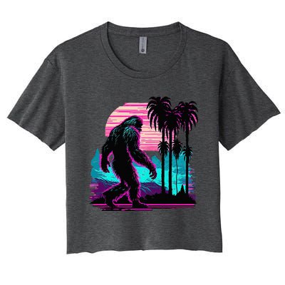 Bigfoot Sasquatch Cool Yeti Vaporwave Women's Crop Top Tee