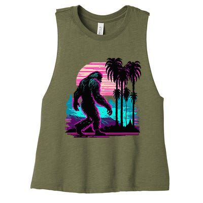 Bigfoot Sasquatch Cool Yeti Vaporwave Women's Racerback Cropped Tank