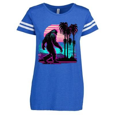 Bigfoot Sasquatch Cool Yeti Vaporwave Enza Ladies Jersey Football T-Shirt