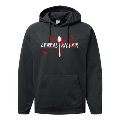 Bloody Spoon Cereal Killer Cereal Day Performance Fleece Hoodie