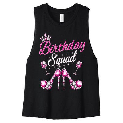 Birthday Squad Crown Elegant Design Diva Squad Women Women's Racerback Cropped Tank