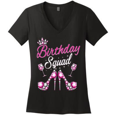 Birthday Squad Crown Elegant Design Diva Squad Women Women's V-Neck T-Shirt