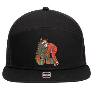 Black Santa Claus Funny Christmas Gift 7 Panel Mesh Trucker Snapback Hat