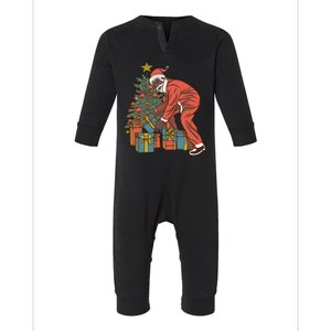 Black Santa Claus Funny Christmas Gift Infant Fleece One Piece