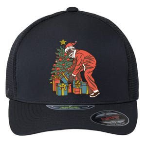 Black Santa Claus Funny Christmas Gift Flexfit Unipanel Trucker Cap