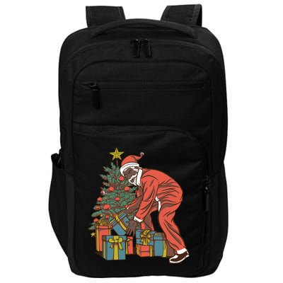 Black Santa Claus Funny Christmas Gift Impact Tech Backpack