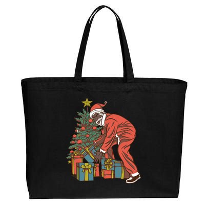 Black Santa Claus Funny Christmas Gift Cotton Canvas Jumbo Tote