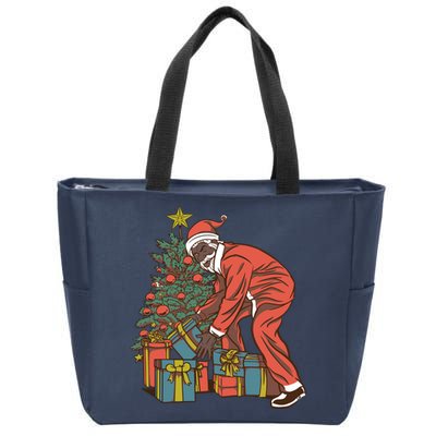 Black Santa Claus Funny Christmas Gift Zip Tote Bag