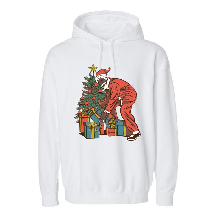 Black Santa Claus Funny Christmas Gift Garment-Dyed Fleece Hoodie