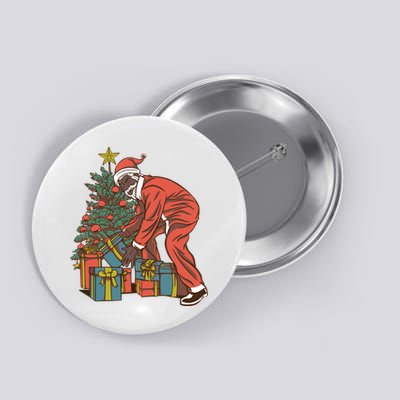 Black Santa Claus Funny Christmas Gift Button