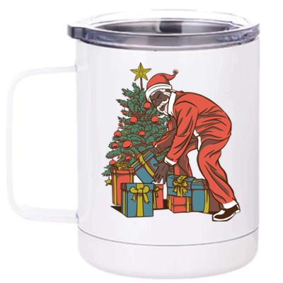 Black Santa Claus Funny Christmas Gift 12 oz Stainless Steel Tumbler Cup