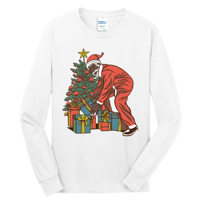 Black Santa Claus Funny Christmas Gift Tall Long Sleeve T-Shirt