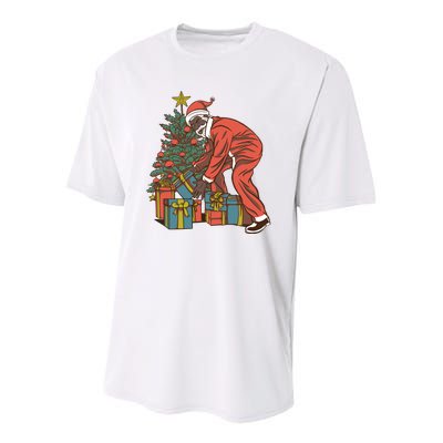 Black Santa Claus Funny Christmas Gift Youth Performance Sprint T-Shirt