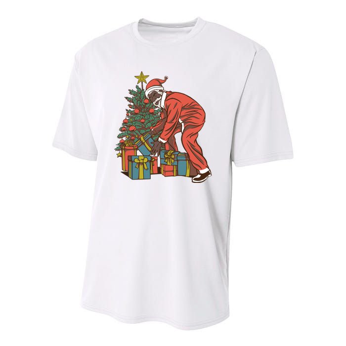 Black Santa Claus Funny Christmas Gift Youth Performance Sprint T-Shirt