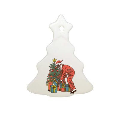 Black Santa Claus Funny Christmas Gift Ceramic Tree Ornament