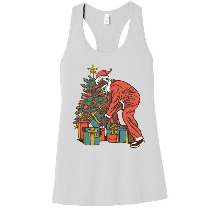 Black Santa Claus Funny Christmas Gift Women's Racerback Tank