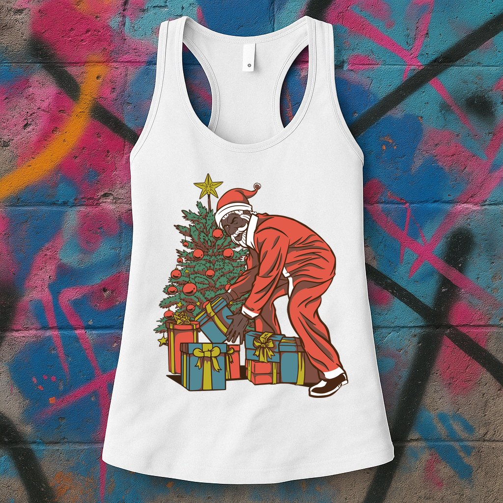 Black Santa Claus Funny Christmas Gift Womens Tank Top