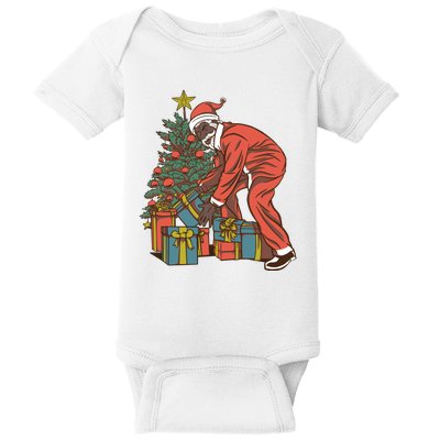 Black Santa Claus Funny Christmas Gift Baby Bodysuit