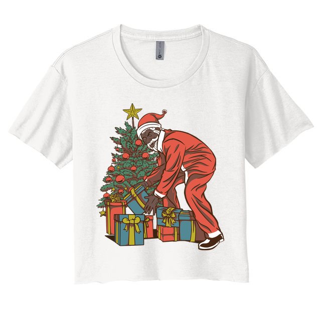 Black Santa Claus Funny Christmas Gift Crop Top