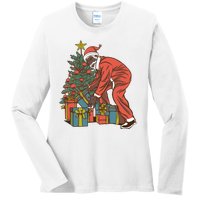 Black Santa Claus Funny Christmas Gift Ladies Long Sleeve Shirt