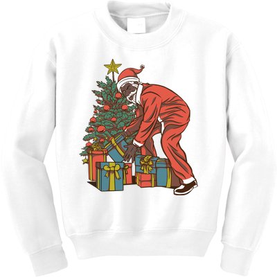 Black Santa Claus Funny Christmas Gift Kids Sweatshirt