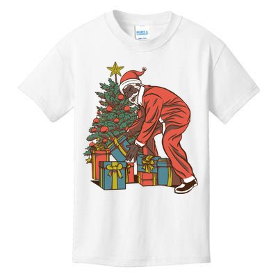 Black Santa Claus Funny Christmas Gift Kids T-Shirt