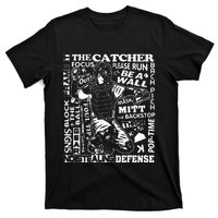 Baseball Softball Catcher Word Art Sayings Catcher T-Shirt