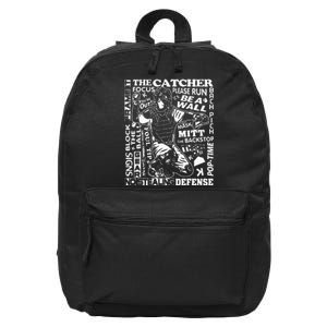 Baseball Softball Catcher Word Art Sayings Catcher 16 in Basic Backpack