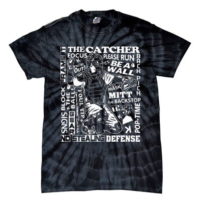 Baseball Softball Catcher Word Art Sayings Catcher Tie-Dye T-Shirt