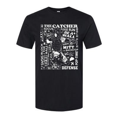 Baseball Softball Catcher Word Art Sayings Catcher Softstyle® CVC T-Shirt