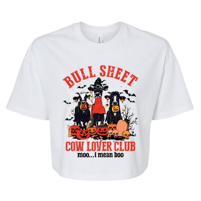 Bull Sheet Cow Lover Club Funny Halloween Ghost Pumpkins Bella+Canvas Jersey Crop Tee