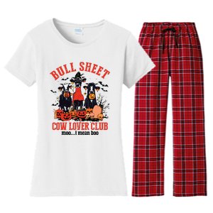 Bull Sheet Cow Lover Club Funny Halloween Ghost Pumpkins Women's Flannel Pajama Set