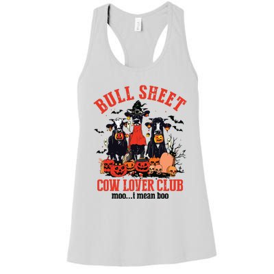 Bull Sheet Cow Lover Club Funny Halloween Ghost Pumpkins Women's Racerback Tank