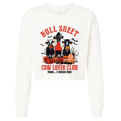 Bull Sheet Cow Lover Club Funny Halloween Ghost Pumpkins Cropped Pullover Crew