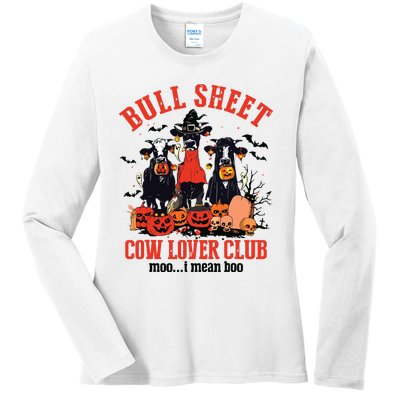 Bull Sheet Cow Lover Club Funny Halloween Ghost Pumpkins Ladies Long Sleeve Shirt