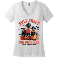 Bull Sheet Cow Lover Club Funny Halloween Ghost Pumpkins Women's V-Neck T-Shirt