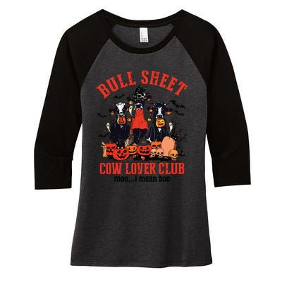 Bull Sheet Cow Lover Club Funny Halloween Ghost Pumpkins Women's Tri-Blend 3/4-Sleeve Raglan Shirt