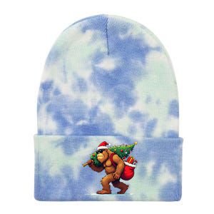 Bigfoot Santa Christmas Tree Lights Funny Xmas Sasquatch Tie Dye 12in Knit Beanie