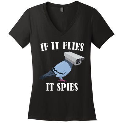 Birds Spie Conspiracy Joke Meme Surveillance Women's V-Neck T-Shirt