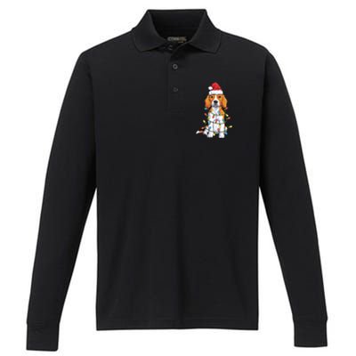 Beagle Santa Christmas Tree Lights Xmas Funny Gift Boys Funny Gift Performance Long Sleeve Polo