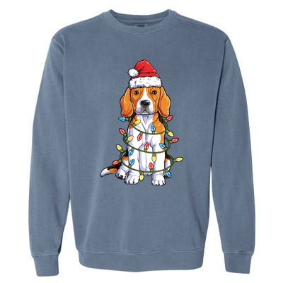 Beagle Santa Christmas Tree Lights Xmas Funny Gift Boys Funny Gift Garment-Dyed Sweatshirt