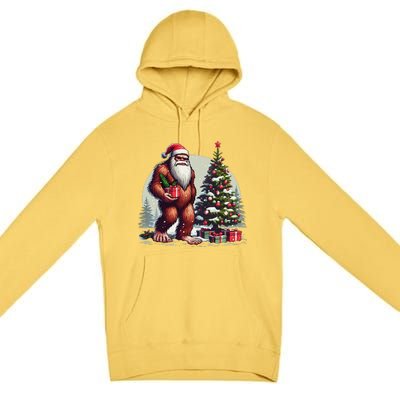 Bigfoot Santa Christmas Tree Lights Xmas Sasquatch Lovers Premium Pullover Hoodie