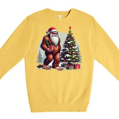 Bigfoot Santa Christmas Tree Lights Xmas Sasquatch Lovers Premium Crewneck Sweatshirt