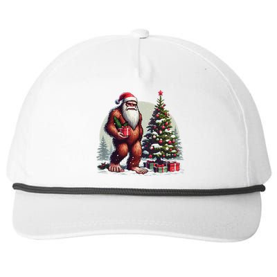 Bigfoot Santa Christmas Tree Lights Xmas Sasquatch Lovers Snapback Five-Panel Rope Hat