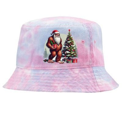 Bigfoot Santa Christmas Tree Lights Xmas Sasquatch Lovers Tie-Dyed Bucket Hat