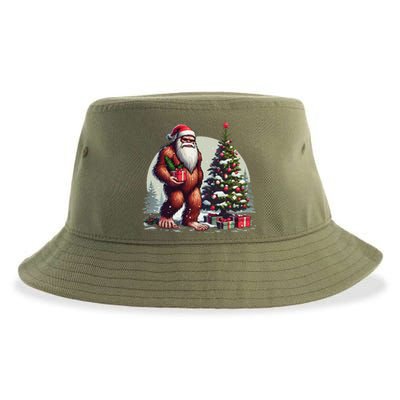 Bigfoot Santa Christmas Tree Lights Xmas Sasquatch Lovers Sustainable Bucket Hat