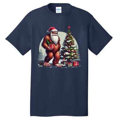 Bigfoot Santa Christmas Tree Lights Xmas Sasquatch Lovers Tall T-Shirt